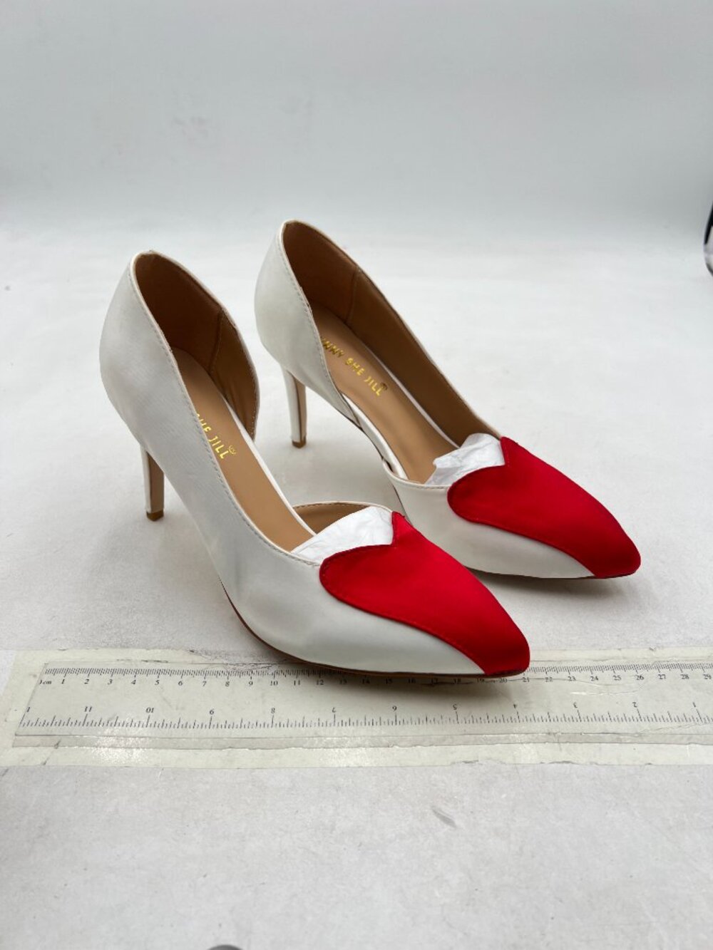 White/Red Women Basic Slip On D'Orsay Pumps High Heels Pointed Toe Office Shoes - Picture 3 of 7